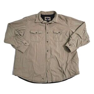 Croft Barrow Mens XL Canvas Chore Jacket Shirt Fleece Lined Coat Khaki Field